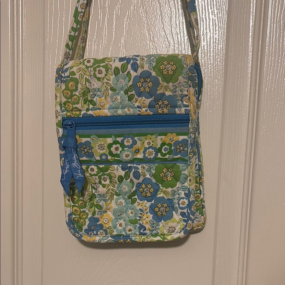 VERA BRADLEY MINI HIPSTER CROSSBODY BAG - ENGLISH MEADOW - BLUE GREEN FLORAL